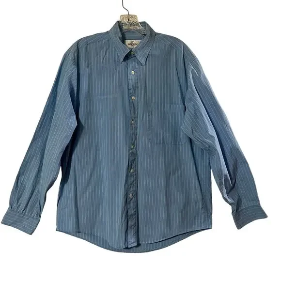 Valentino Uomo Blue Pinstripe Cotton Button Down Shirt Mens 15.5 34 35 - Picture 2 of 9